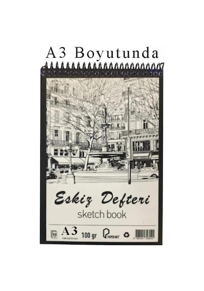 Eskiz Defteri A3 Spralli 50 Yaprak 1 Adet 100 Gr 297x420 Mm Sketch Book Üstten Açılmalı Ezkiz Defteri
