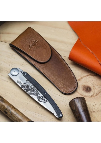 Deejo Kamp 37g Belt Leather Sheath, Natural Kahverengi
