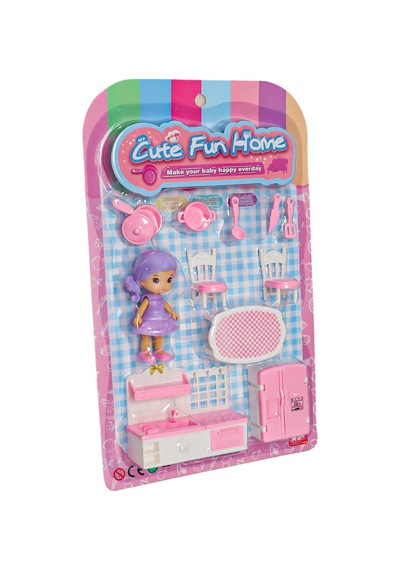 Mini Mutfak Aksesuar Setli Bebek Mor Saçlı