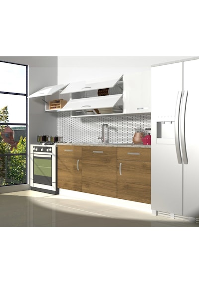 Decoraktiv Prestij 220 Mdf Hazır Mutfak Dolabı - Tezgah Dahil - Pera Beyaz Beyaz - Meşe Decoraktiv Prestij 220 Mdf Hazır Mutfak Dolabı - Tezgah Dahil - Pera Beyaz Beyaz - Meşe
