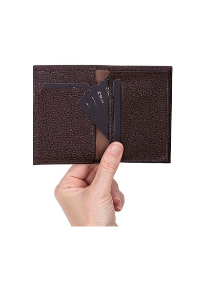 Bloominbag Bloomcard Verta Chestnut Brown Hakiki Deri Dikey Kartlık kahverengi