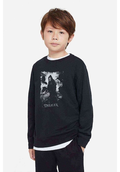 Tshirthane Deliler Fatihin Fermanı Baskılı Unisex Çocuk Siyah Sweatshirt Siyah