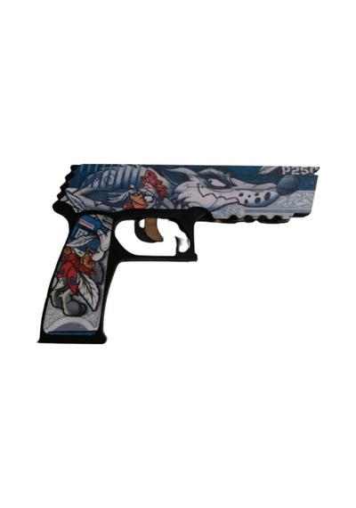 Ahşap Cs-go Crazy Feather P250 Lastik Atar Oyuncak Tabanca