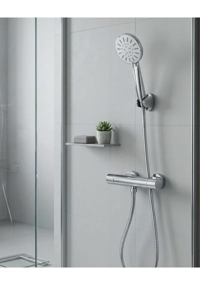 Northcity Çok Fonksiyonlu 4 Modlu Krem Duş Seti - Spiral Hortumlu Duş Başlığı