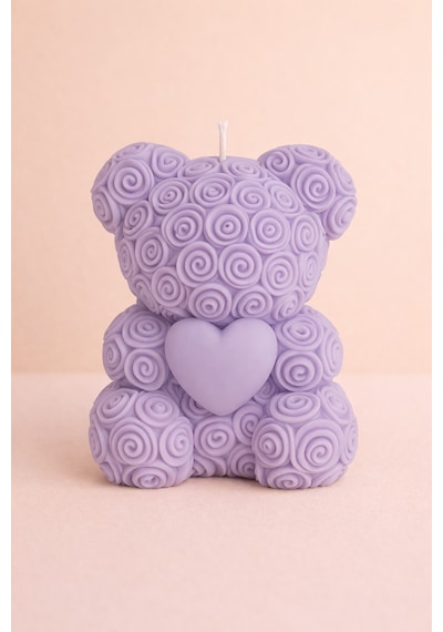 20'li Ayıcık Şeklinde Kokulu Mum Söz Nişan Baby Shower Hediyeliği Lila