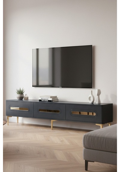Tsa1806ag Rany Tv Sehpası Antrasit-gold 180cm Antrasit - Altın