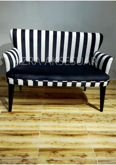 Azra Mobilya Çay Seti Koltuk Takımı Salon Balkon Kafe Ofis Kollu Oturma Grubu 2 1 1 Siyah Beyaz