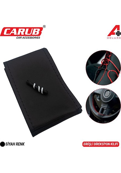 Carub Direksiyon Kılıfı İğneli Delüx Siyah Dikişli