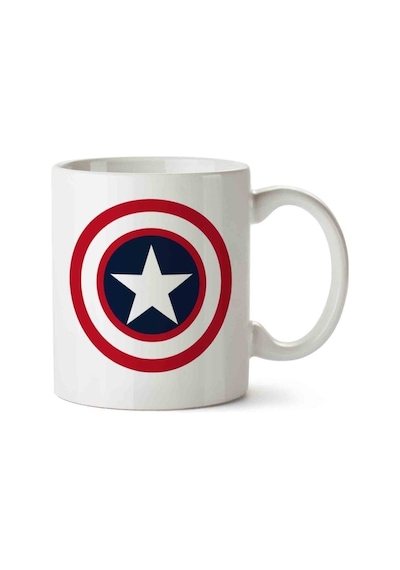 Captain America Kalkan Porselen Kupa Bardak Beyaz