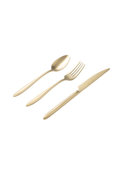 Mudo Home Essen 18 Parça Tatlı Çatal Kaşık Bıçak Seti Mat Gold Altın