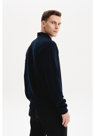 AR-MA Arma Erkek Regular Fit Selanik Kumaş Düğmeli Polo Yaka Sweatshirt Pamuk Polyester Karışımlı K30564699202 Lacivert