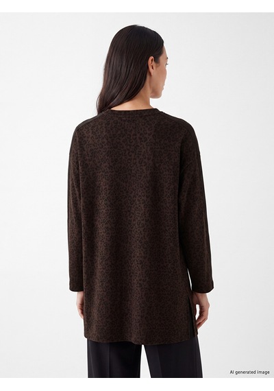 Lcw Everyday Kahverengi Leopar Desenli Soft Touch Kadın Tunik