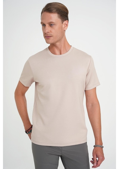 Efor Comfort Fit Bisiklet Yaka Esnek Pamuk Casual Bej Tişört Ts 885 Bej