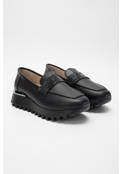Valmenti Kadın Siyah Hakiki Deri Loafer Ayakkabı 923 V-102 Bn Ayk Sk23/24
