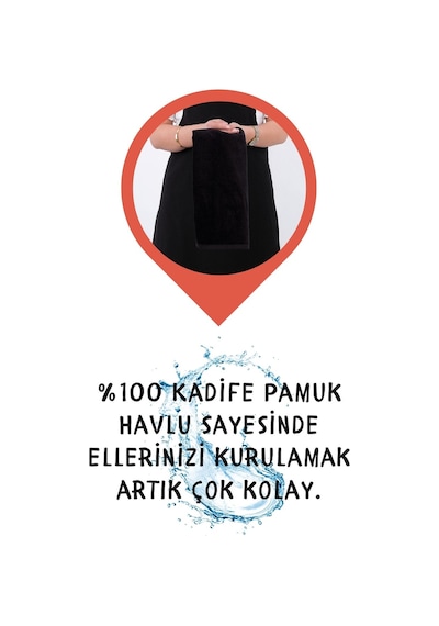 Star Ayar Askılı Havlulu Mutfak Önlüğü Seti Havlulu Önlük Siyah-siyah