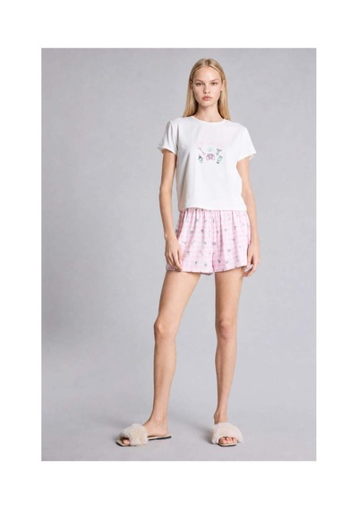 Defacto Regular Fıt Kısa Kollu 2li Açık Pembe Şortlu Pijama Takımı H6954ax26smpn648 Pembe-pn648
