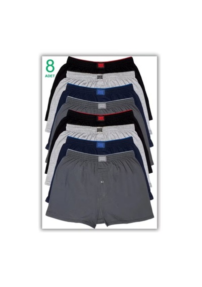 Trendybee Tutku 8 Li Erkek Boxer Siyah Renk Pamuklu Rahat Önden Düğmeli Karışık Karışık