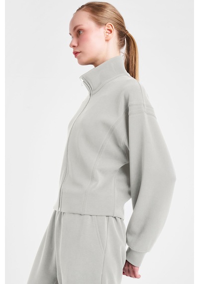 Lescon Kadın Fermuarlı Sweatshirt 25n-2105 Ekru
