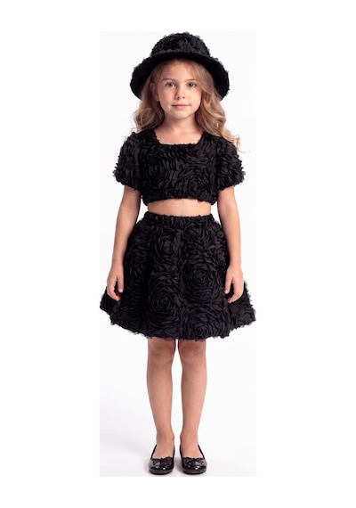 Mnk Baby & Kids Rosemu Kız Çocuk Şapkalı Takım M00819 Siyah