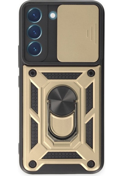 Samsung Galaxy  Uyumlu - S23 Fe Kılıf Pars Lens Yüzüklü Silikon - Gold