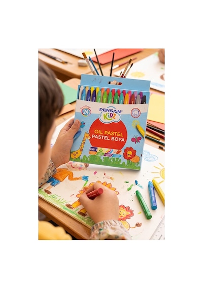 Pastel Boya 24 Renk 1 Paket Pensan Pastel Boya 24 Lü Karton Kutulu Parlak Canlı Ve Örtücü Renkler Çok Renkli