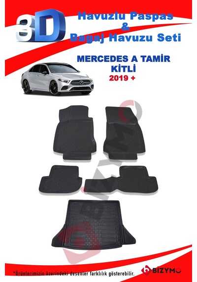 Mercedes A Serisi 2019+ Tamir Kitli Havuzlu Paspas Ve Bagaj Seti Siyah