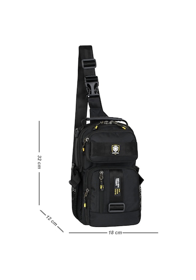 4912 Su Geçirmez Çok Bölmeli Siyah Çapraz Göğüs Ve Mini Sırt Çantası Body Bag