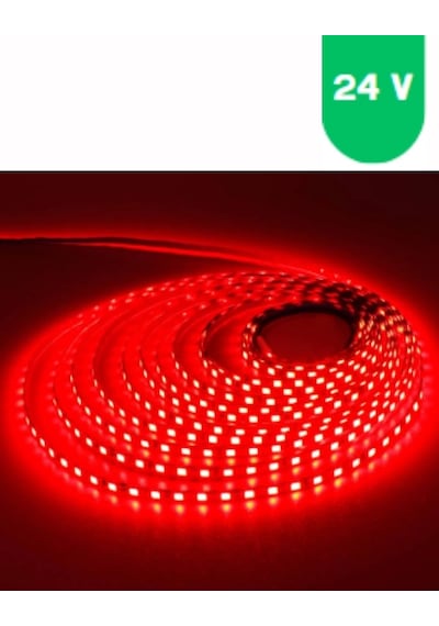 24 Volt 5050 Smd Kırmızı Dış Mekan 60 Ledli 5 Metre Şerit Led