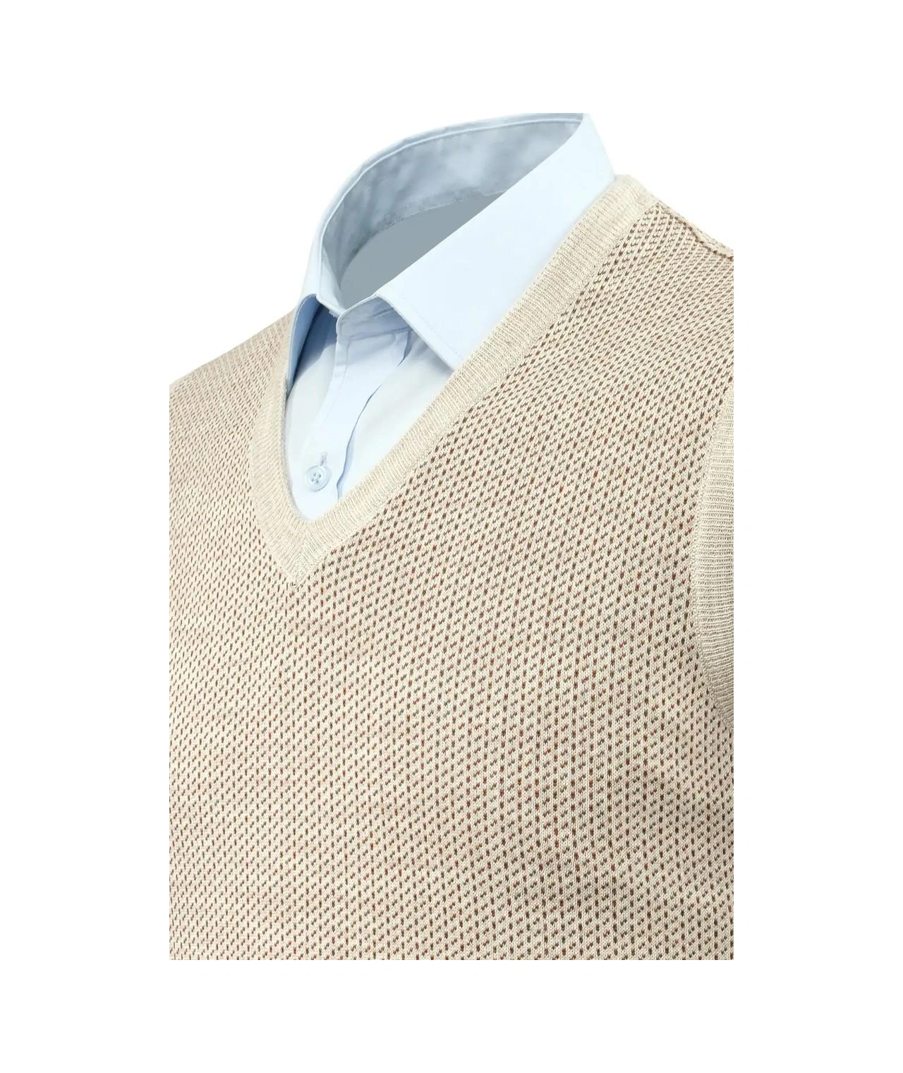 Çizgi Triko Erkek V Yaka Süveter Çelik Örgü Regular Kalıp 5206h Bgl-st04841 Taş