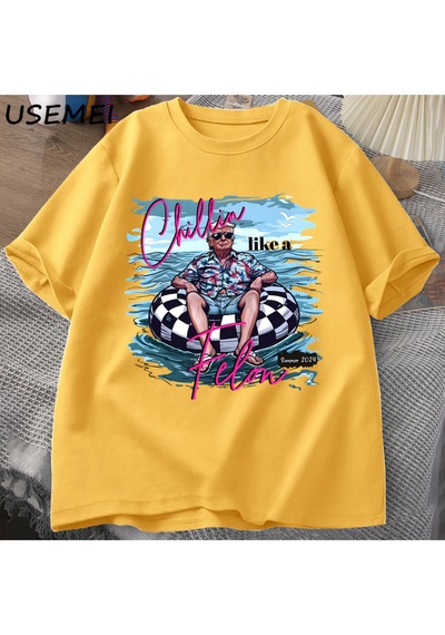 Flood Of Style Chillin Gibi Bir Suçlu T Shirt Erkek Kadın Komik Trump T-shirt Yaz Tee Unisex O Boyun Pa Sarı