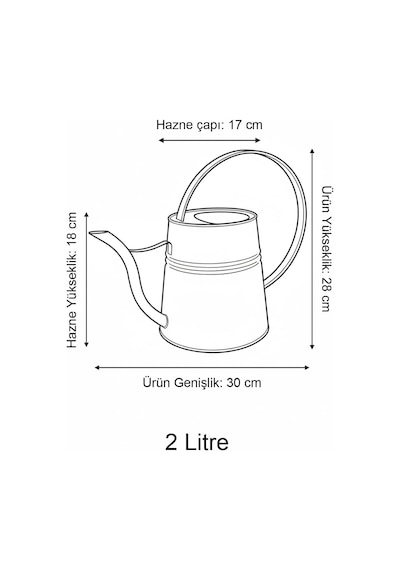 Sophia 2 Litre Metal Çiçek Saksı Sulama Kabı Modern Dekoratif Çok Amaçlı Sulak Petrol Mavisi Çok Renkli