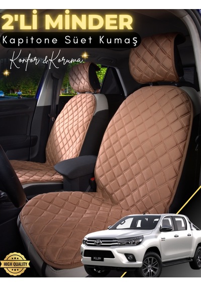 Toyota Hiux Uyumlu 2'li Süet Oto Koltuk Minderi Terletmez Kolay Montaj Oto Aksesuar A1 Kahverengi