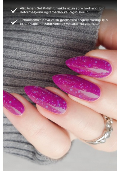 Alix Avien Işıltılı Fuşya Pembe Kalıcı Oje 73-yoğun Renk Veren Jel Oje 12 Ml-nail Uv Gel Polish 73