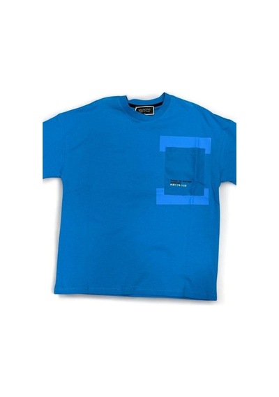 Marions Erkek Çocuk Cep Detaylı Oversize Kalıp T-shirt-15958 Mavi