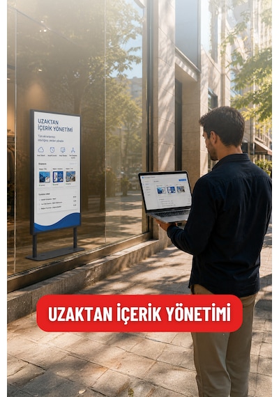 Ayaklı Digital Signage  Ekranı 2000-30000 Nıt Yüksek Parlaklık Full Hd 7/24 Reklam Ekranı 43 İnç