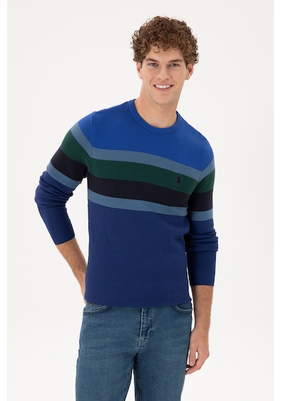 U.S. Polo Assn.  Erkek Slim Fit Bisiklet Yaka İndigo Kazak 50292866-VR028