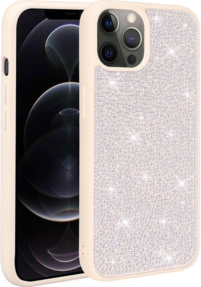 Apple Uyumlu iPhone 12 Pro Max Parlak Taşlı Tasarım Zore Ston Kapak