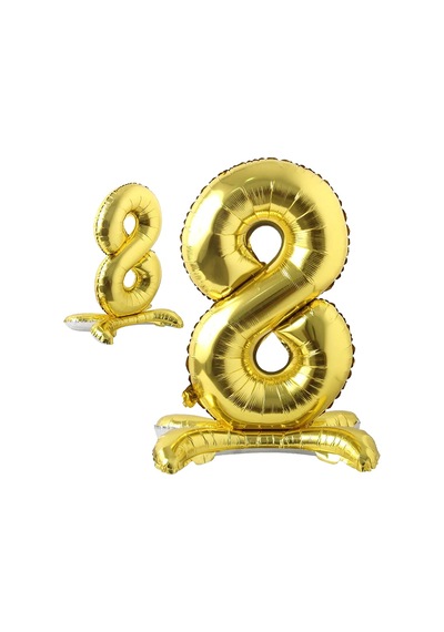 8 Rakam Ayaklı Folyo Balon. 65 CM - Altın
