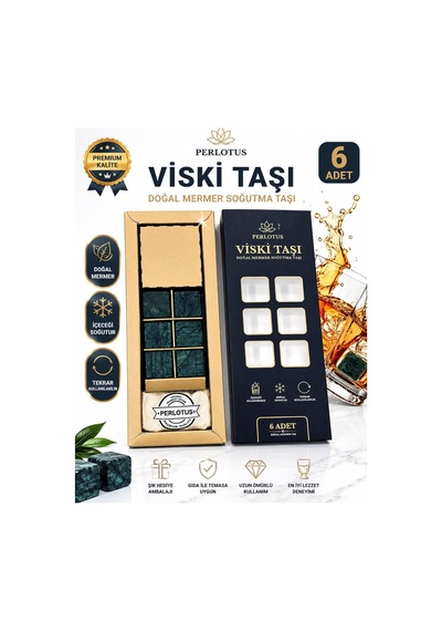Tr Mermer Viski Taşı Seti 6 Adet Soğutma Keseli Sertifikalı Mermer Buz Küpleri Hediyelik Özel Kutusunda Diğer