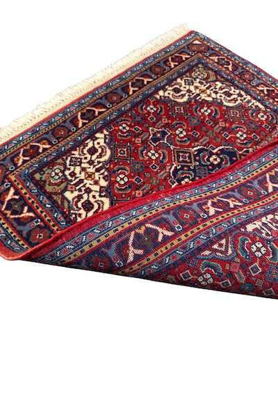El Dokuması Küçük İran Halısı 66x90 Kırmızı Lacivert Kök Boya %100 Yün Halı