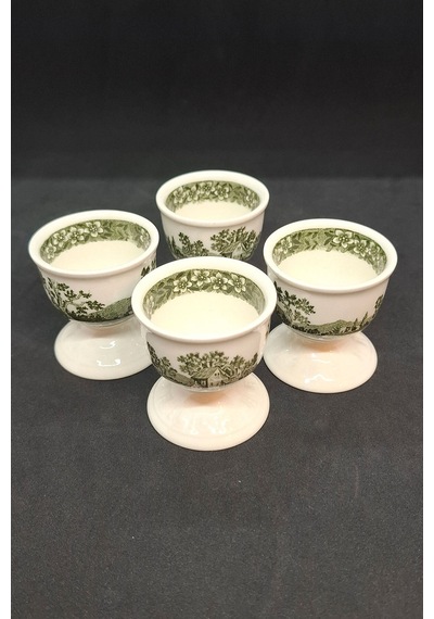 Yeşil Rusticana Porselen 4 Adet Vintage Yumurtalık