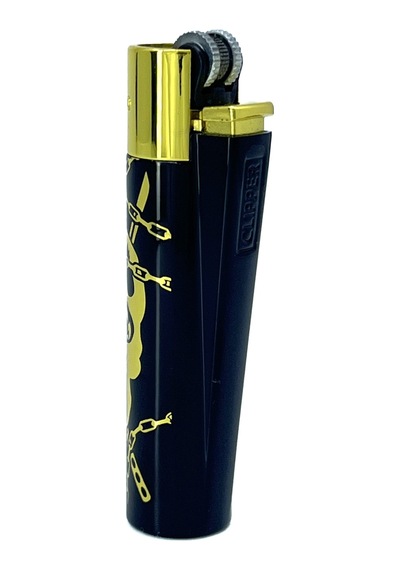 Clipper Deadly Chains Serisi Metal Çakmak - Gold Siyah