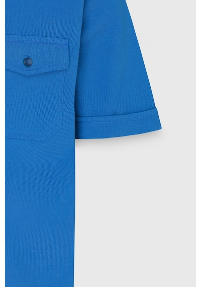 Erkek Saks Slim Fit Dar Kesim %100 Pamuk Polo Yaka Tişört Saks