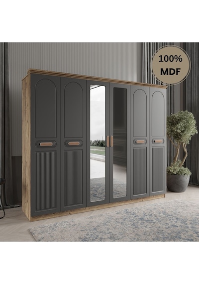 Pera 6 Kapak Mdf Gardırop Antrasit