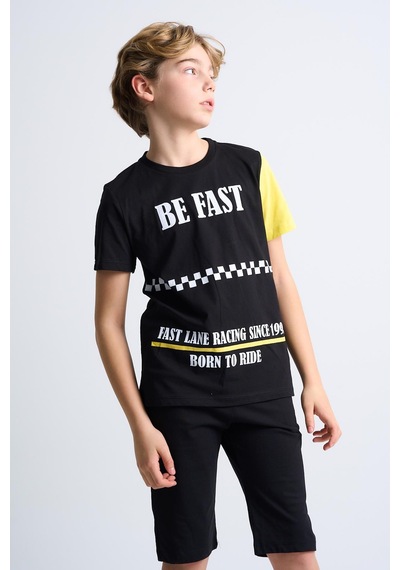 Alexander Gardi Alexandergardı Baskılı Çocuk T-shirt-şort İkili Takım Sarı - Siyah