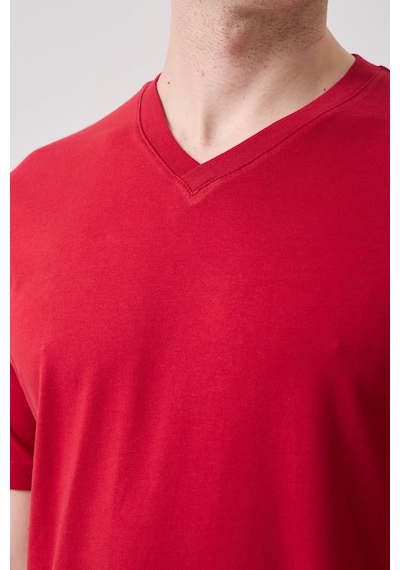 Galanthus V Yaka T-shirt - Nefes Alabilir, Rahat Ve Sade Tasarım Bordo