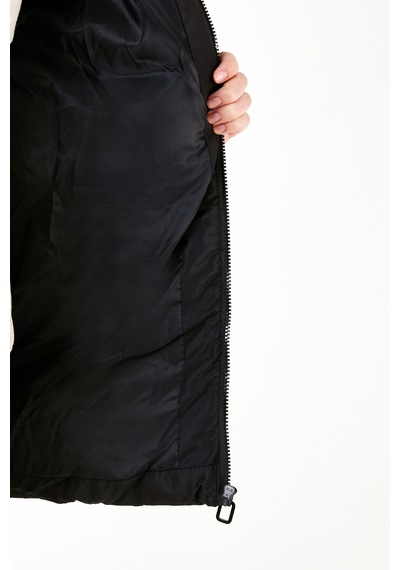 Lela Oversize Fit Kapüşonlu Şişme Bayan Mont 640Y047 Siyah