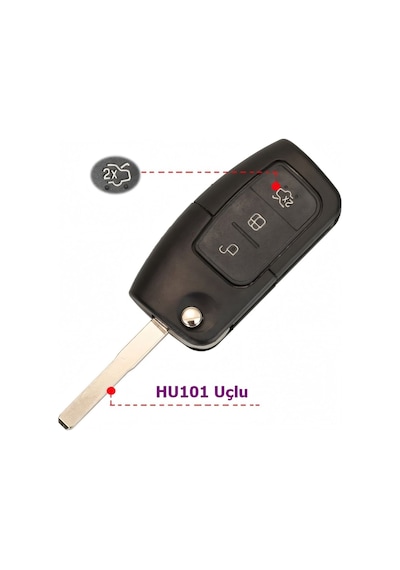 Ford Focus 2 Fiesta Fusion Uyumlu Hu101 Uç Logolu Anahtar Kumanda Kabı