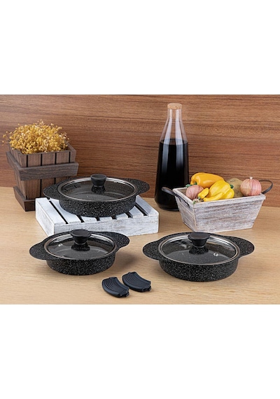 Taç Granit Plus 3 Lü Sahan Seti Siyah Taç-3521