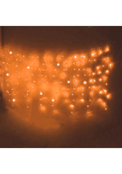 Saçak Led Perde Aydınlatma Beyaz Kablo 2m Dış Mekan Amber Beyaz Flaş Amber